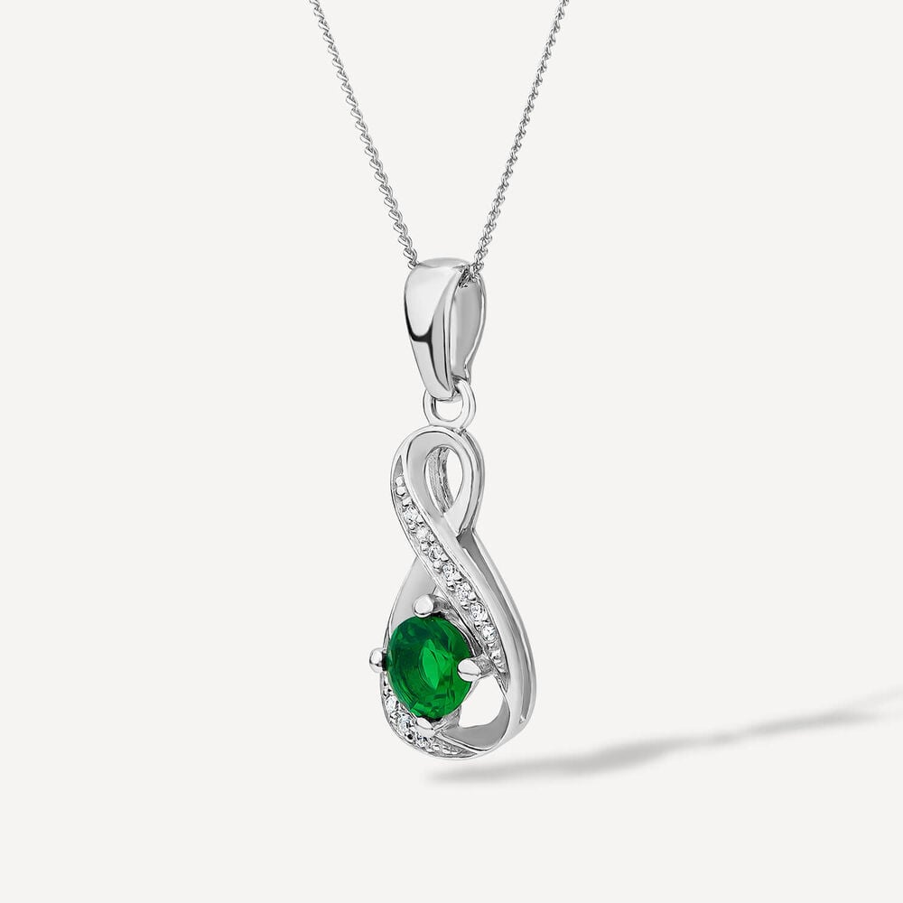 Sterling Silver and Cubic Zirconia May Birthstone Pendant (Chain Included) image number 1