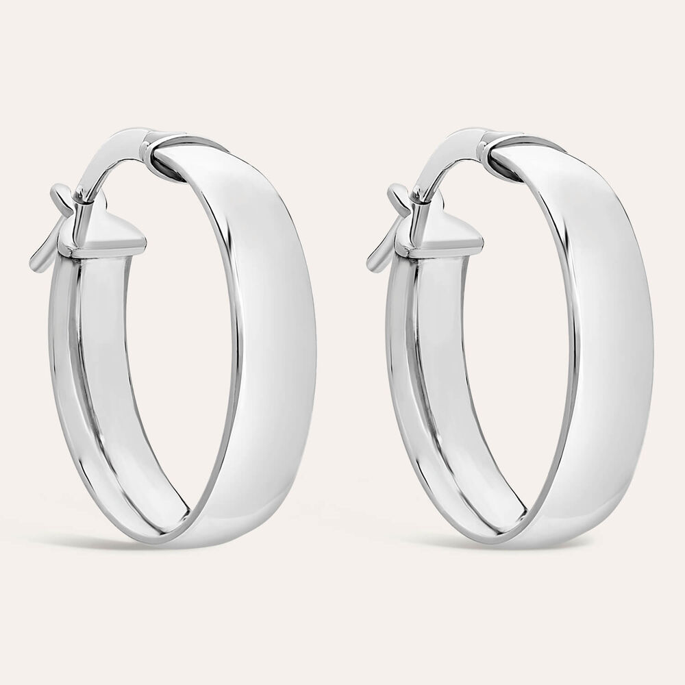 Sterling Silver Plain Polished Hoop Earrings