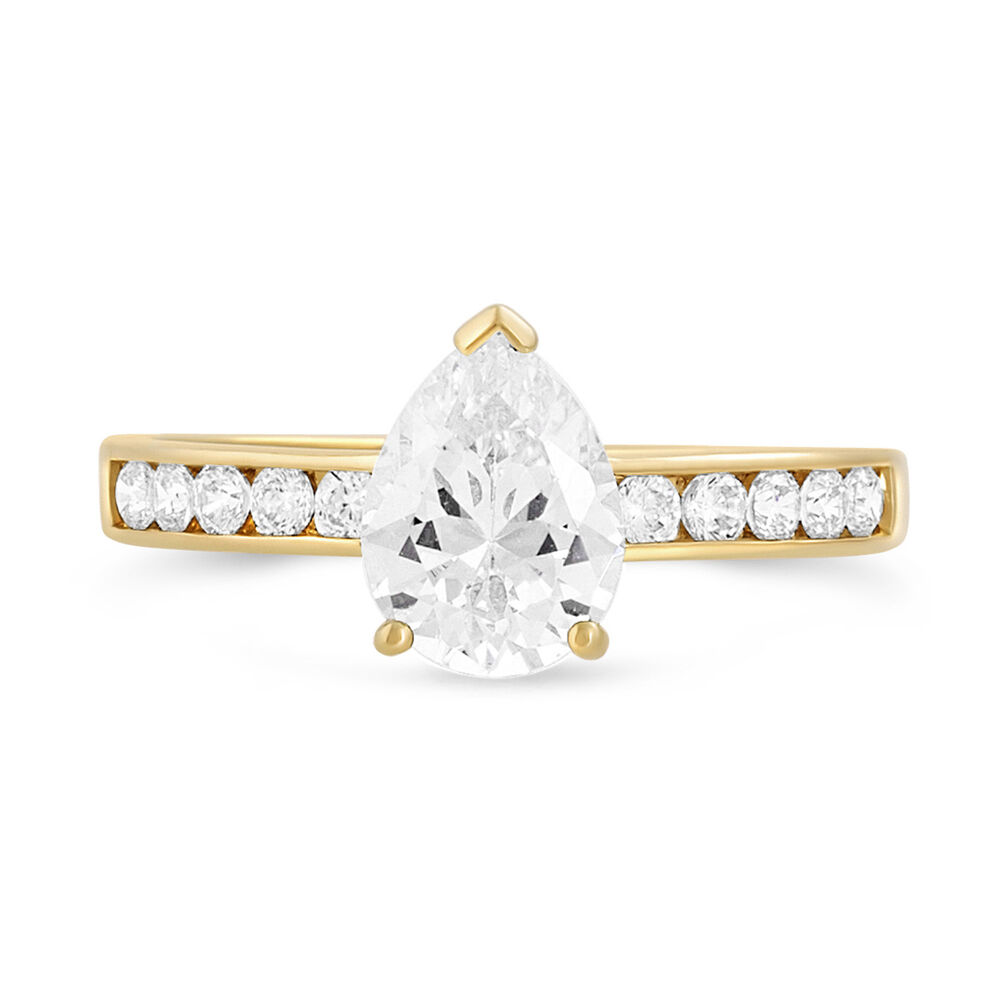 9ct Yellow Gold Pear Shaped Cubic Zirconia Dress Ring