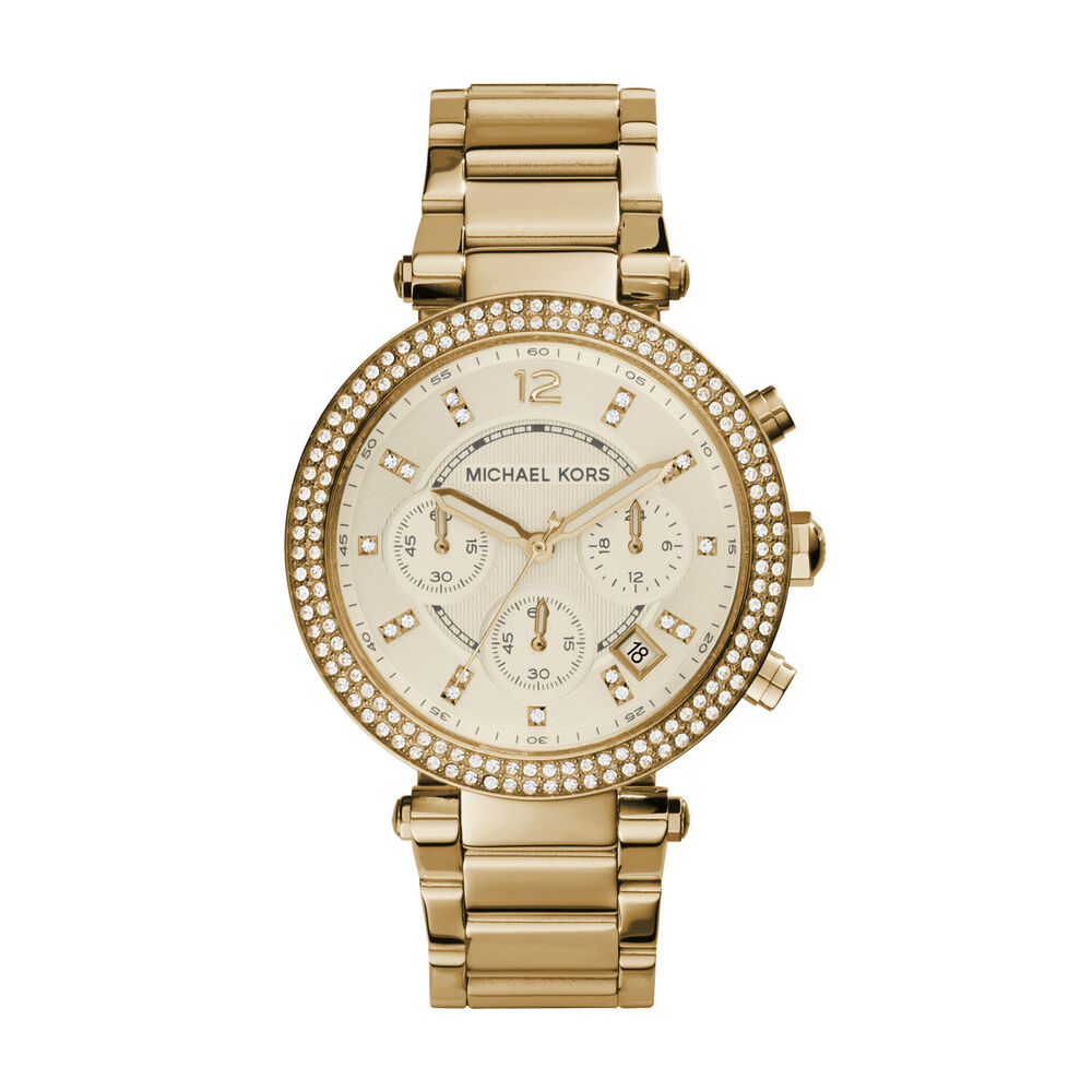 Michael Kors Parker Gold Tone Chronograph Ladies Watch image number 0