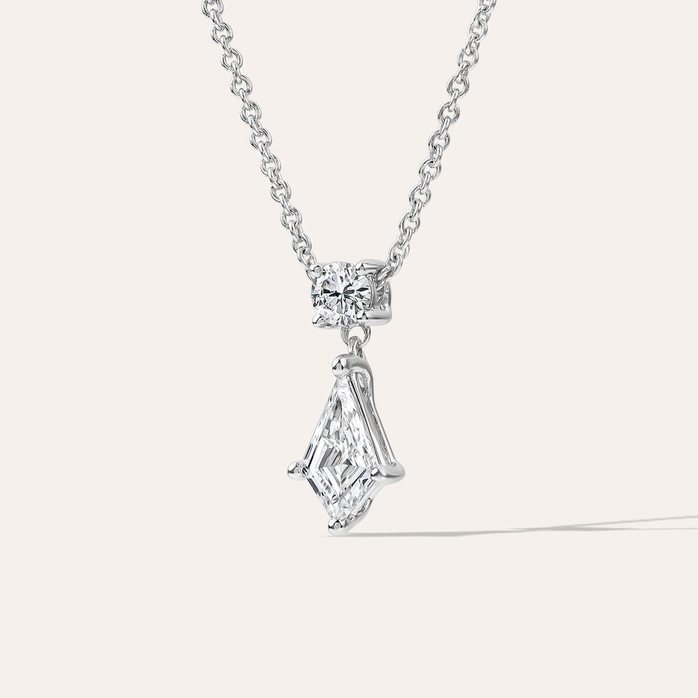 Born Classic 9ct White Gold Lab Grown 0.50ct Kite Shape & Round Brilliant Diamond Pendant