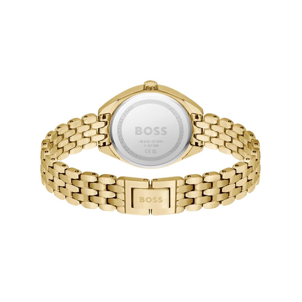 BOSS Mae 30mm Silver 3 Hand Dial Yellow Gold IP Bracelet Watch image number 1