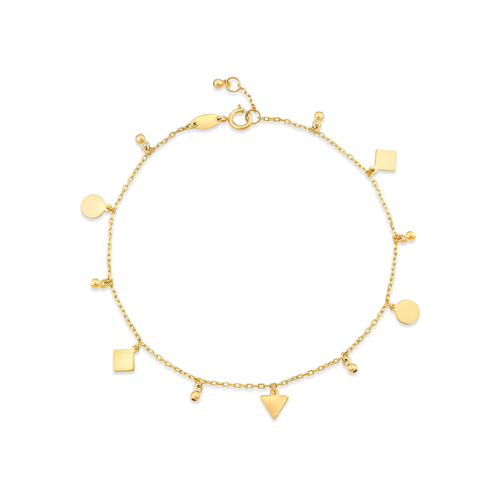 9ct Yellow Gold Polished Mixed Shapes Pendants Chain Bracelet image number 0