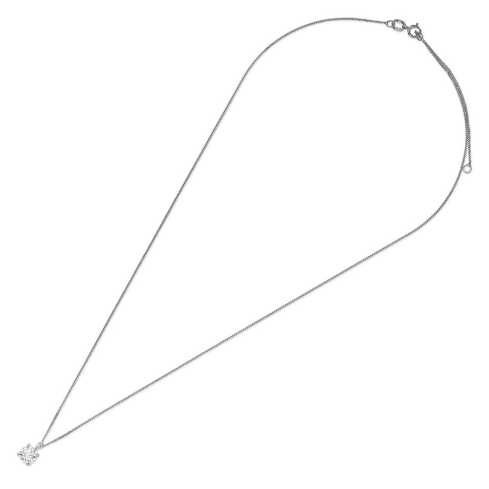 9ct White Gold 5mm Four Claw Cubic Zirconia Set Pendant (Chain Included) image number 3