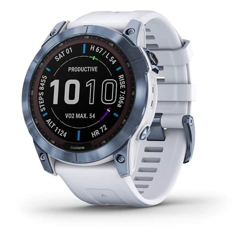 Garmin Fenix 7X Sapphire Blue Titanium Silicone Strap Watch