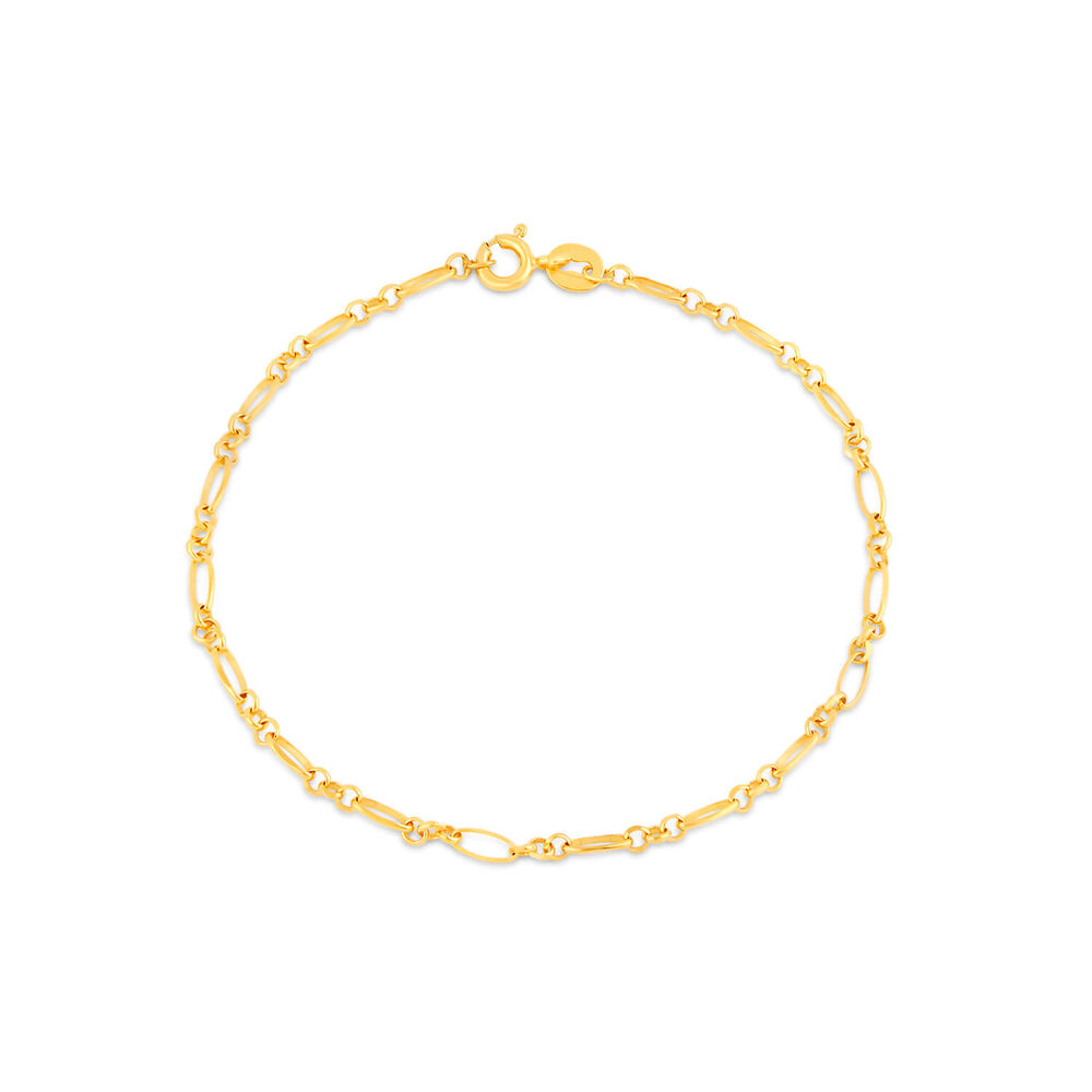 9ct Yellow Gold Diamond Cut Fig Belcher Bracelet image number 0
