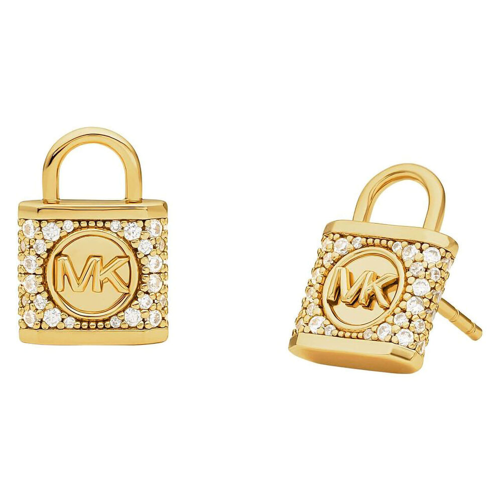 Michael Kors Rose Gold Plated Lock Stud Earrings image number 0
