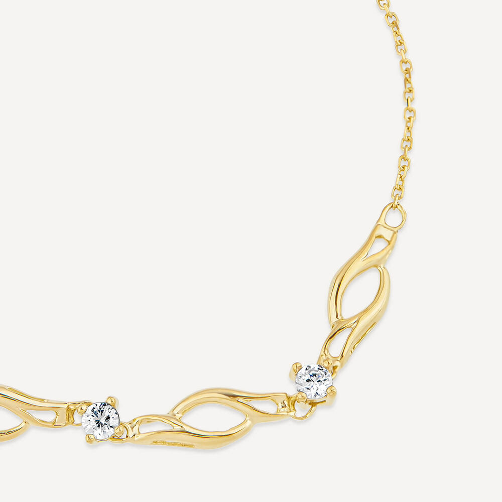 9ct Yellow Gold Cubic Zirconia Set Twist Curve Bracelet image number 1