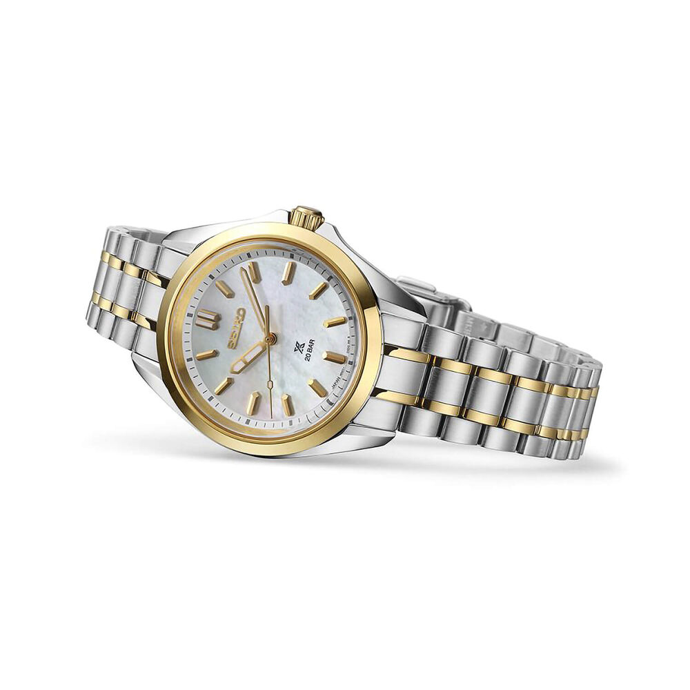 Seiko Prospex Sea 34mm White Mother of Pearl Dial Two Tone Stainless Steel Bracelet Watch