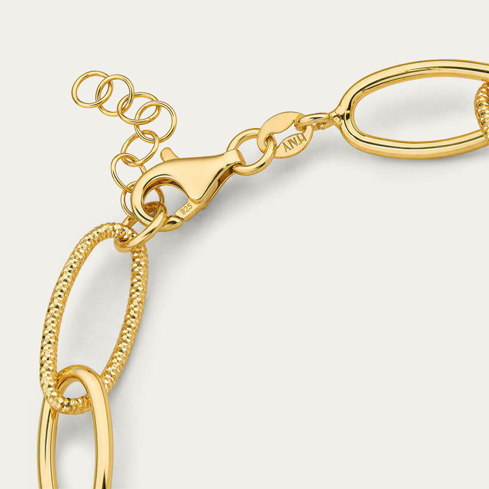 Yellow Gold Plated Sterling Silver Open Curb Link Bracelet