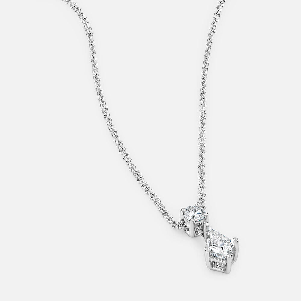 Born Classic 9ct White Gold Lab Grown 0.50ct Kite Shape & Round Brilliant Diamond Pendant