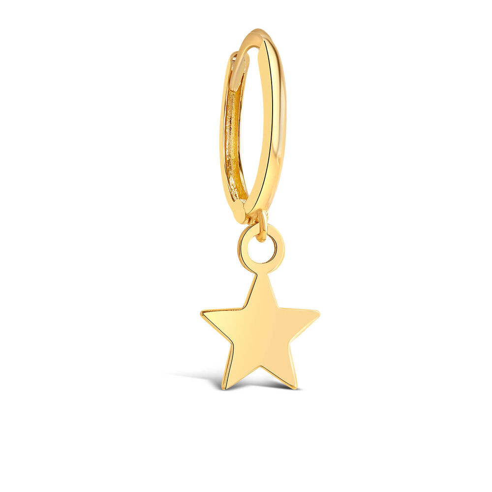 9ct Star Drop Single Hoop Earring