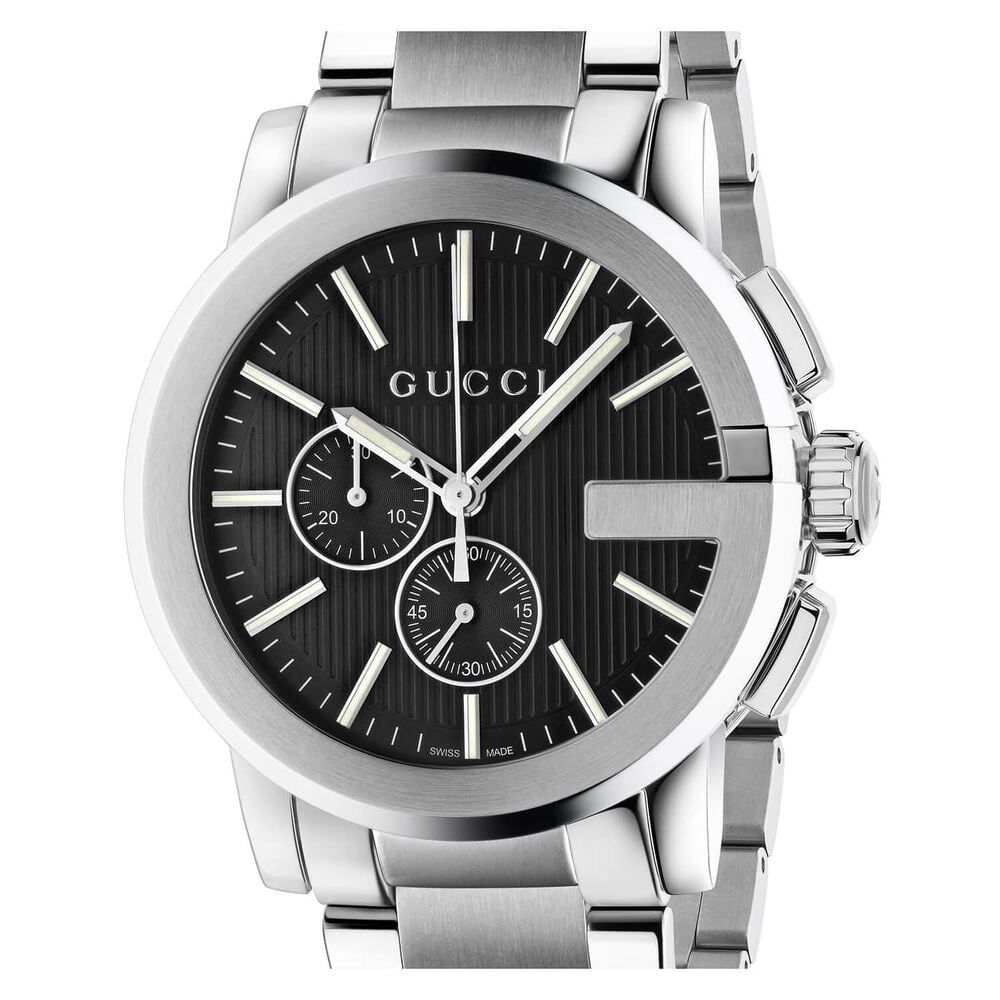 Gucci G-Chrono 44mm Black Dial Steel Case Bracelet Watch