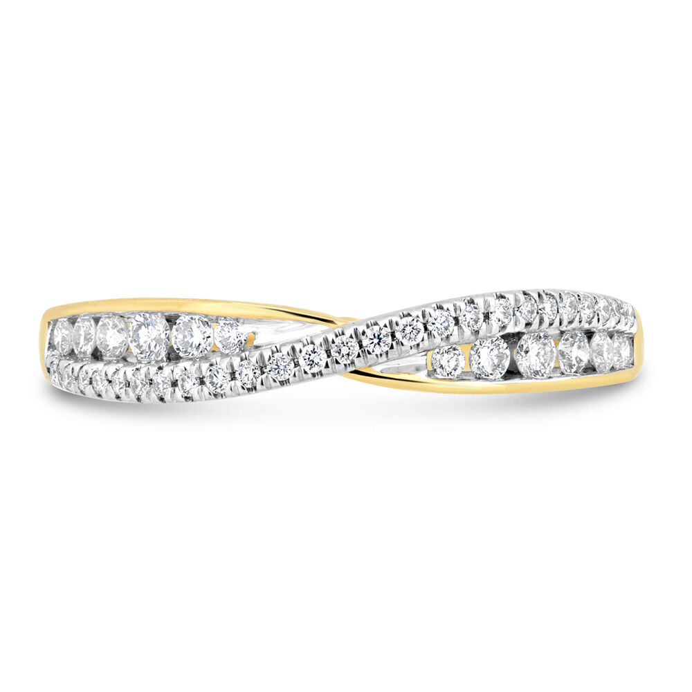 9ct Yellow Gold 0.25 Carat Diamond Claw & Channel Crossover Ring