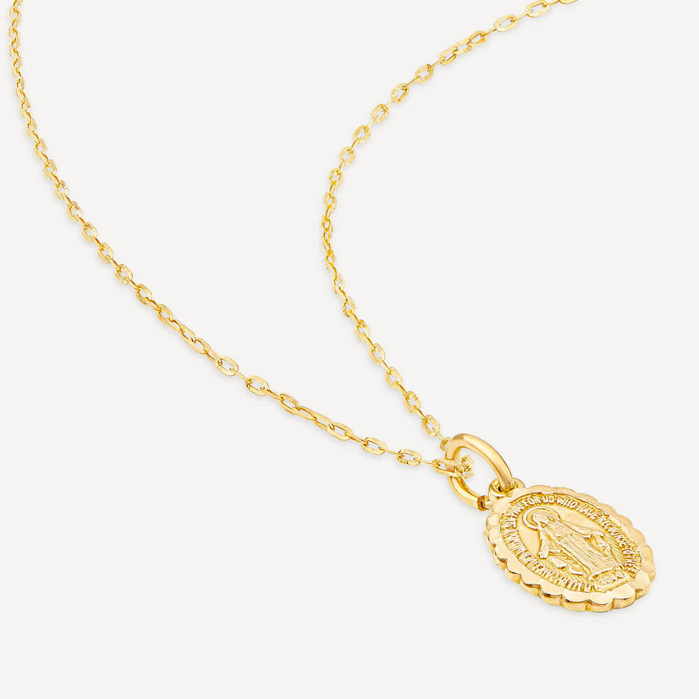 9ct Yellow Gold Polished Oval Miraculous Medal image number 3
