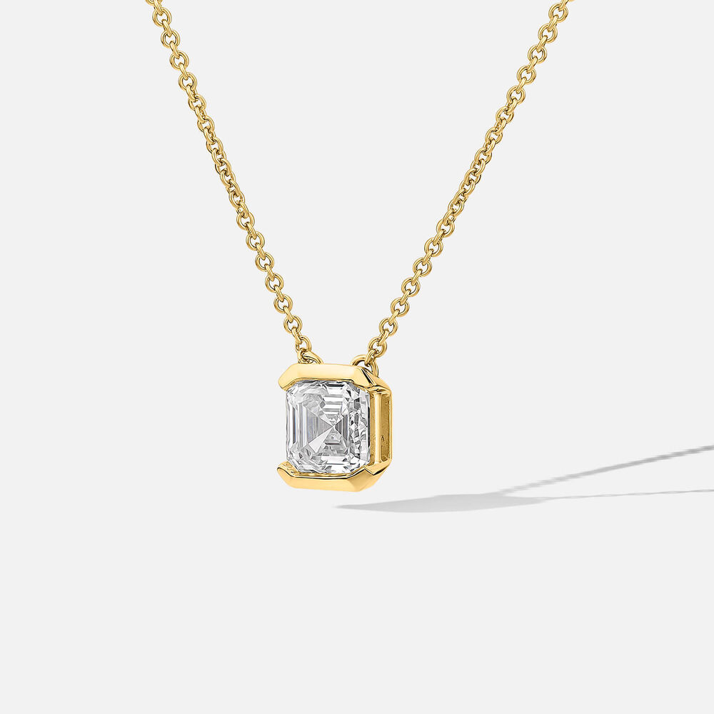 Born 1ct Classic 9ct Yellow Gold Lab Grown 1.00ct Asscher Cut Diamond Pendant