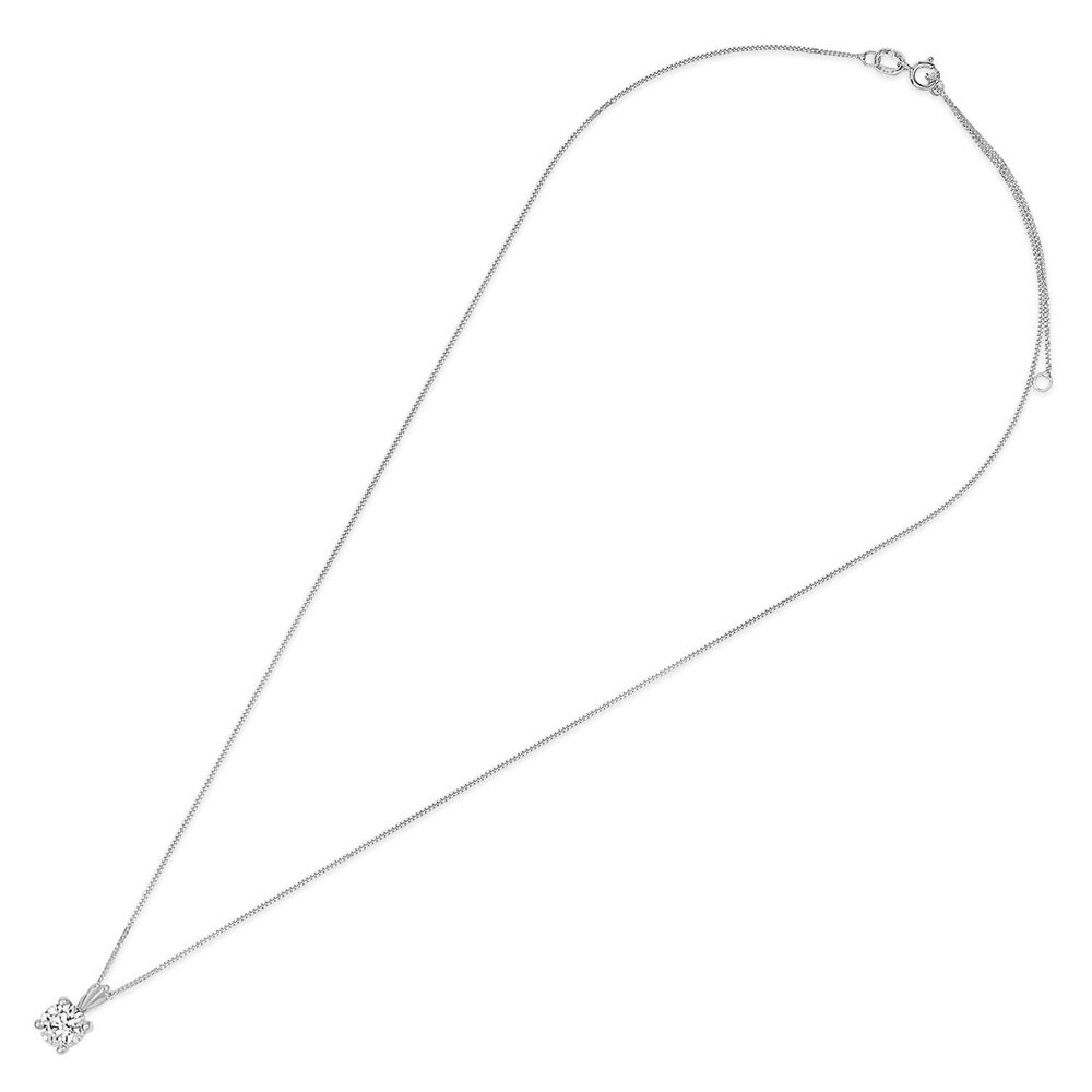 9ct White Gold 6.5mm Four Claw Cubic Zirconia Set Pendant (Chain Included) image number 3