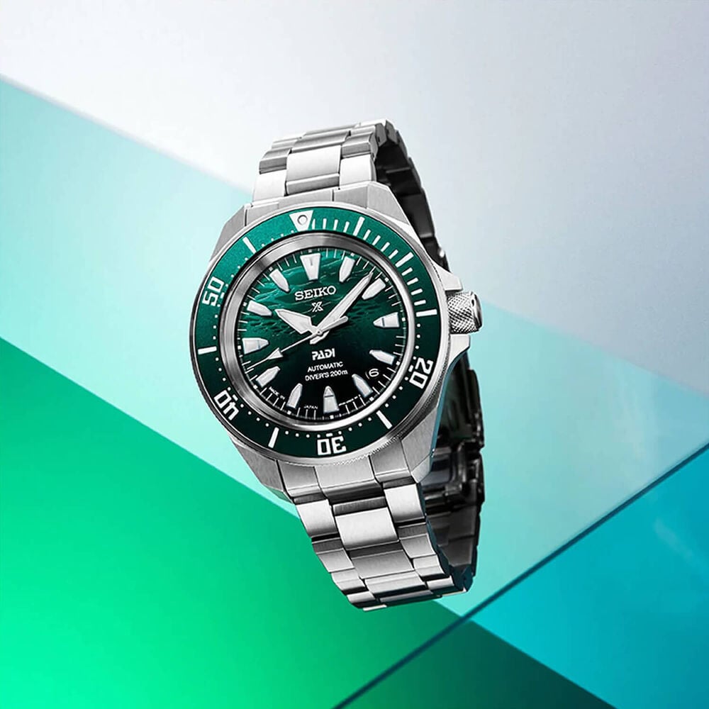 Seiko Prospex PADI 60th Anniversary 41.7mm Green Dial Stainless Steel Bracelet Diver Watch