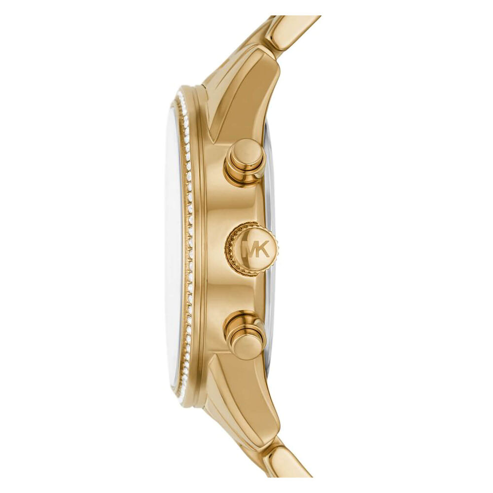 Michael Kors Ritz 37mm Chrono Cubic Zirconia Dial Yellow Gold PVD Case Watch image number 2