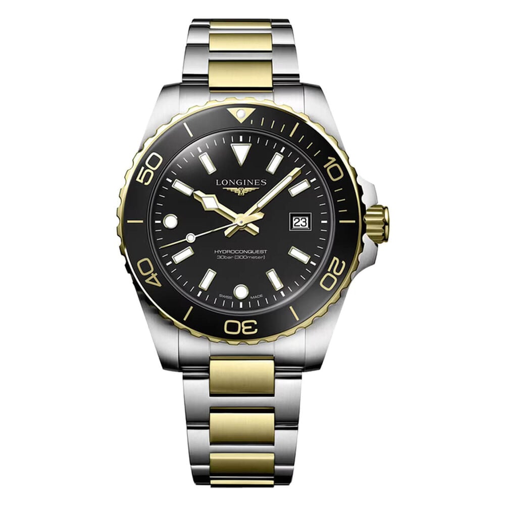 Longines HydroConquest 42mm Black Dial & Bezel Yellow Gold PVD Steel Bracelet Watch