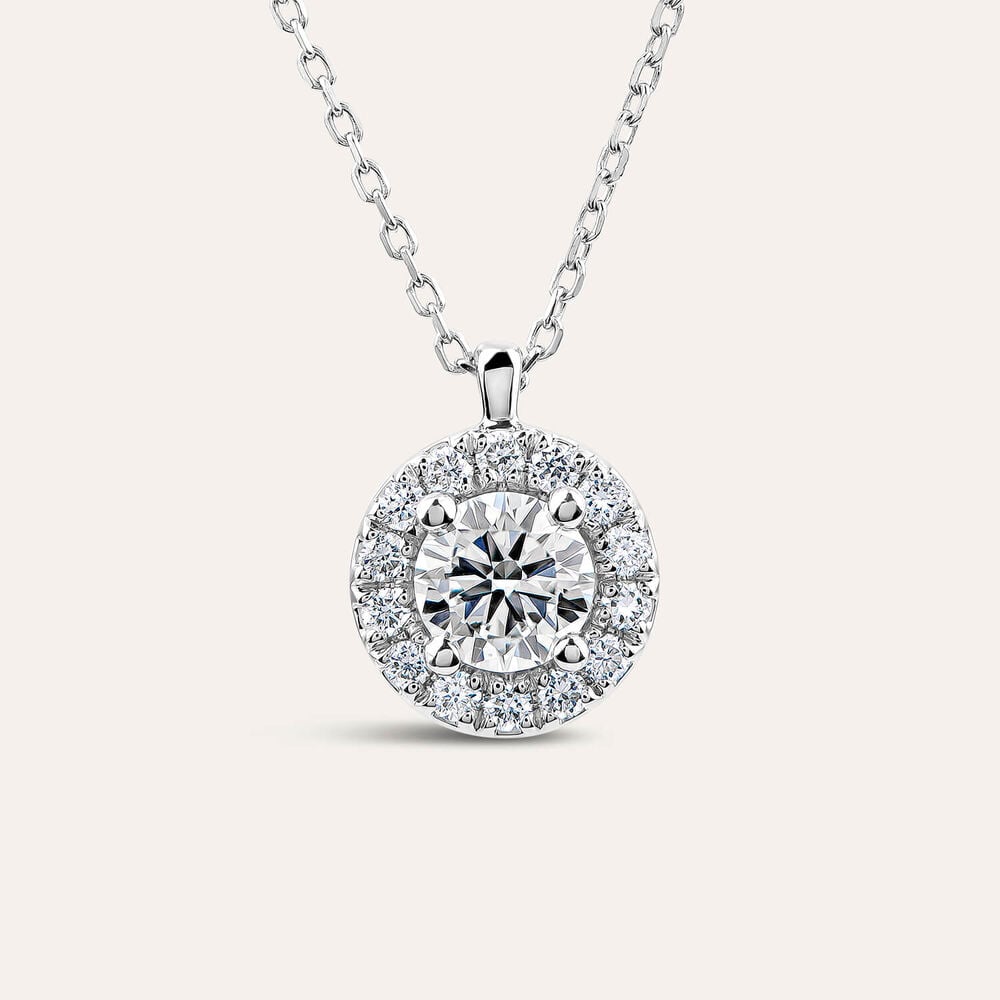 Born 9ct White Gold Lab Grown 0.52ct Halo Diamond Pendant