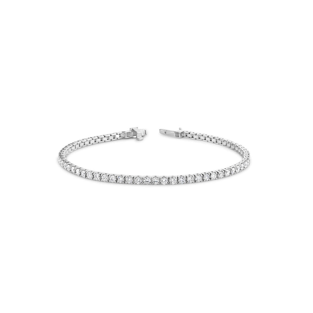 Born 18ct White Gold Lab Grown 3ct Round Diamond Tennis Style Bracelet image number 0