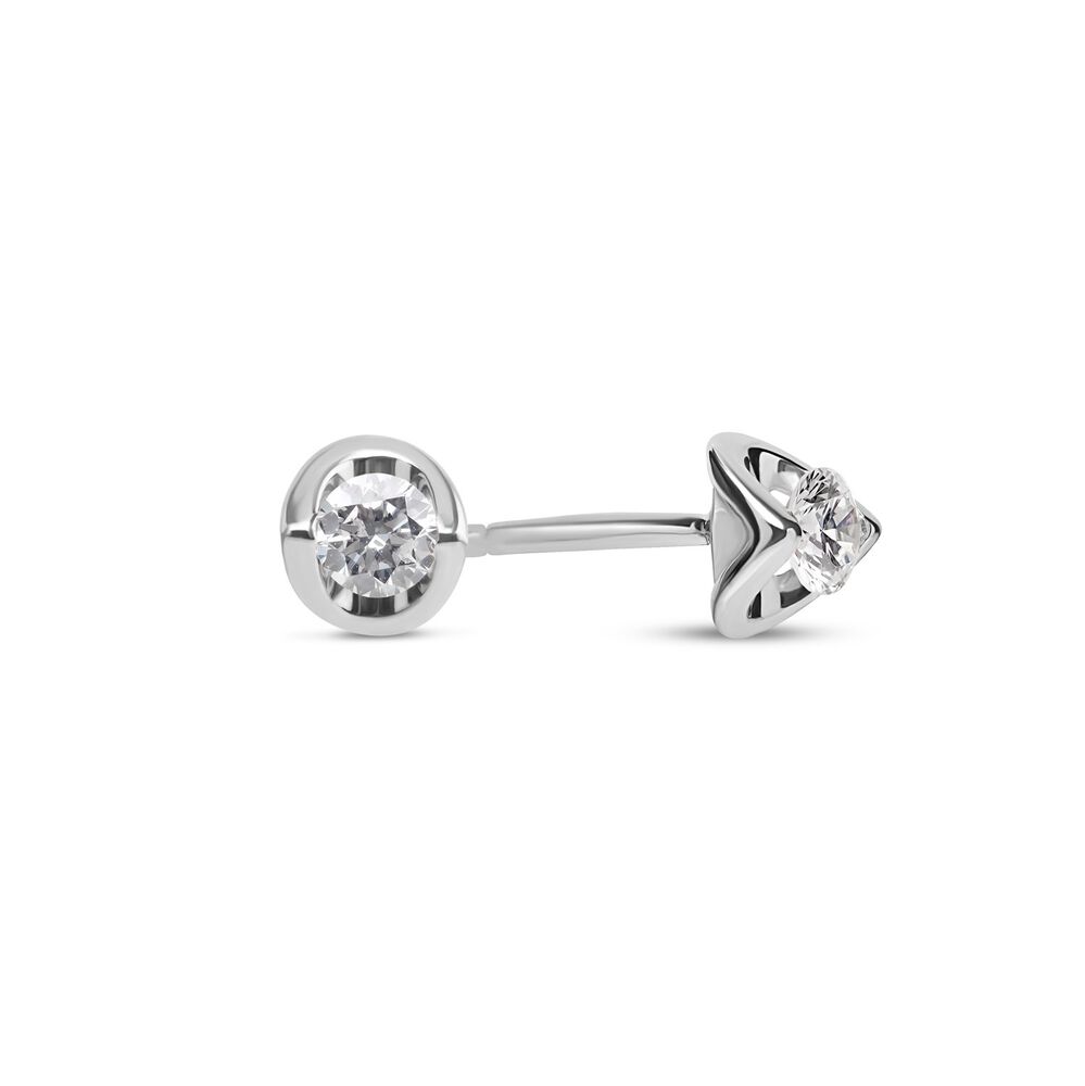 9ct White Gold 0.15ct Diamond Mirror Setting Stud Earrings