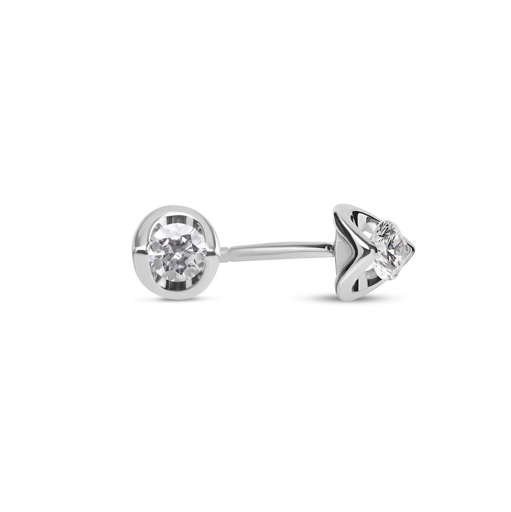 9ct White Gold 0.15ct Diamond Mirror Setting Stud Earrings image number 1