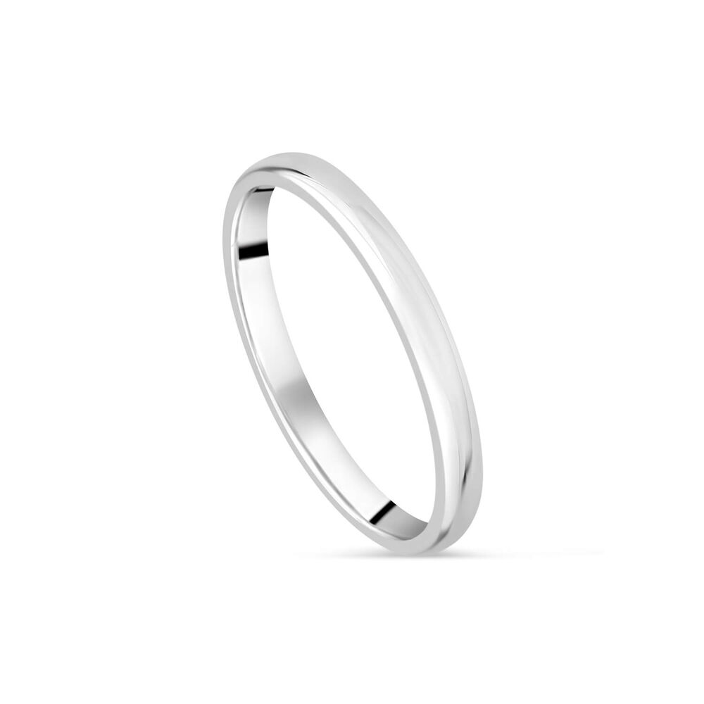 18ct White Gold 2mm Plain D-Shape Wedding Ring
