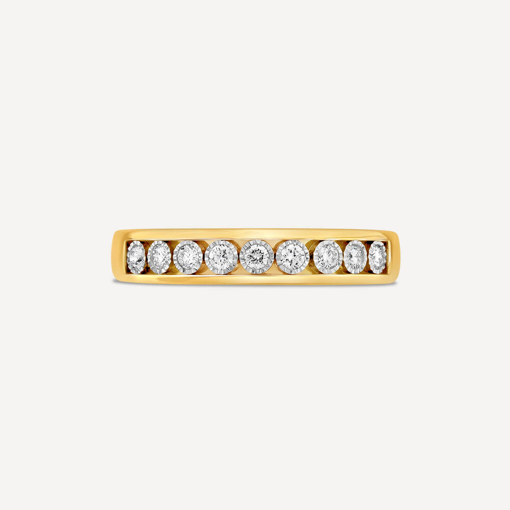 9ct Yellow Gold Illusion Channel Set 0.15ct Diamond Half Eternity Ring image number 1