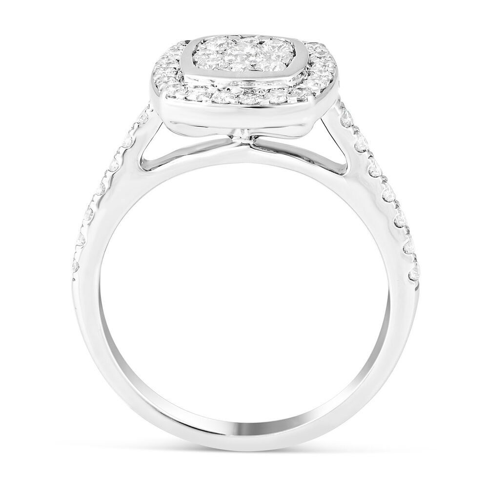 Ladies 18ct White Gold and Diamond Square Cluster Engagement Ring - Special Price image number 2