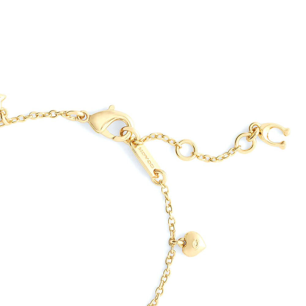 Coach Signature Gold Tone Brass Charming Charms Bracelet