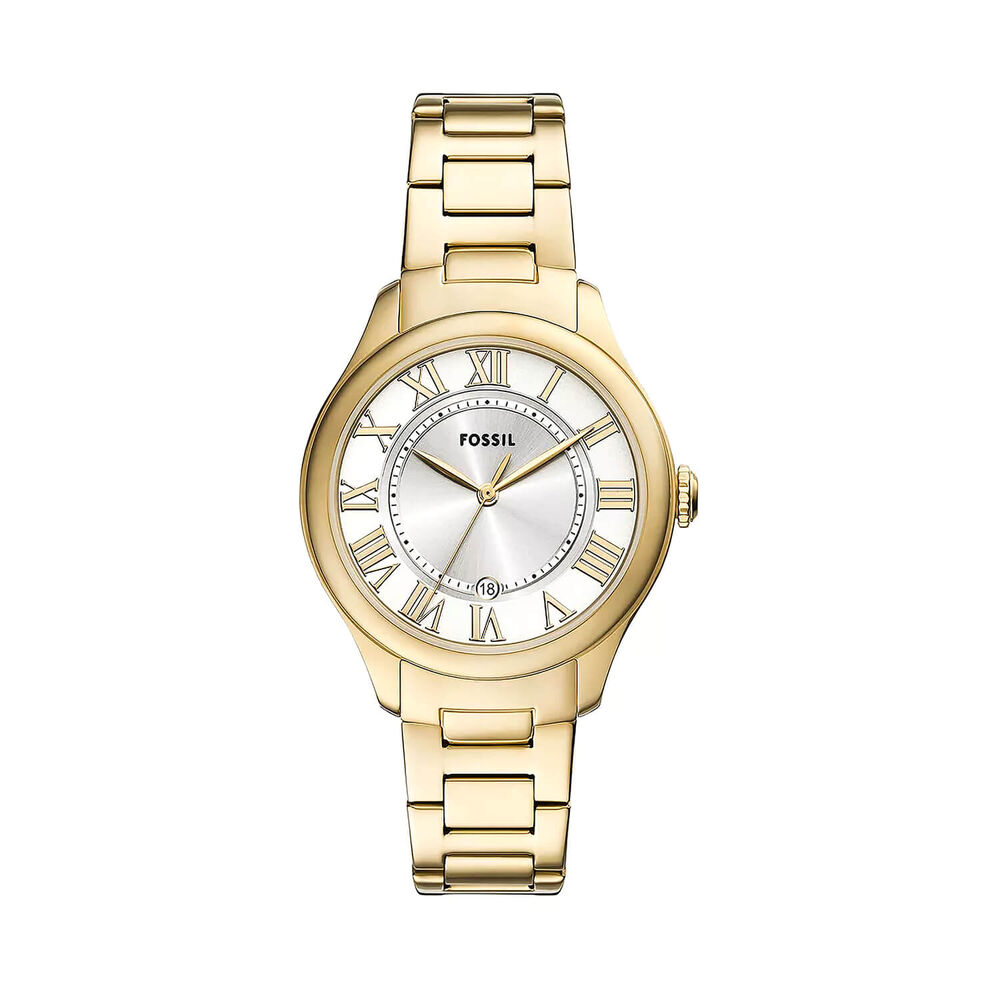 Fossil Gilmore 38mm Silver Dial Gold Tone Stainless Steel Bracelet Watch image number 0