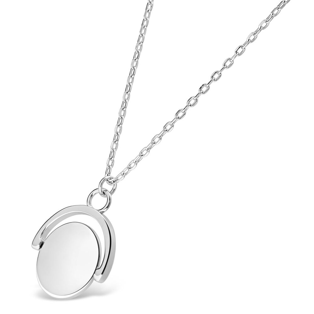 Sterling Silver Polished Oval Spinner Pendant (Chain Included) image number 1