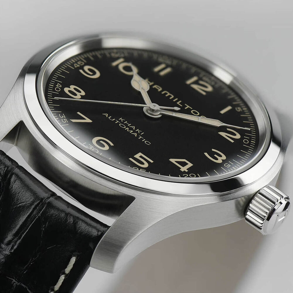 Hamilton Khaki Field Murph Auto 42mm Black Dial Leather Strap & Steel Bracelet Bundle Watch