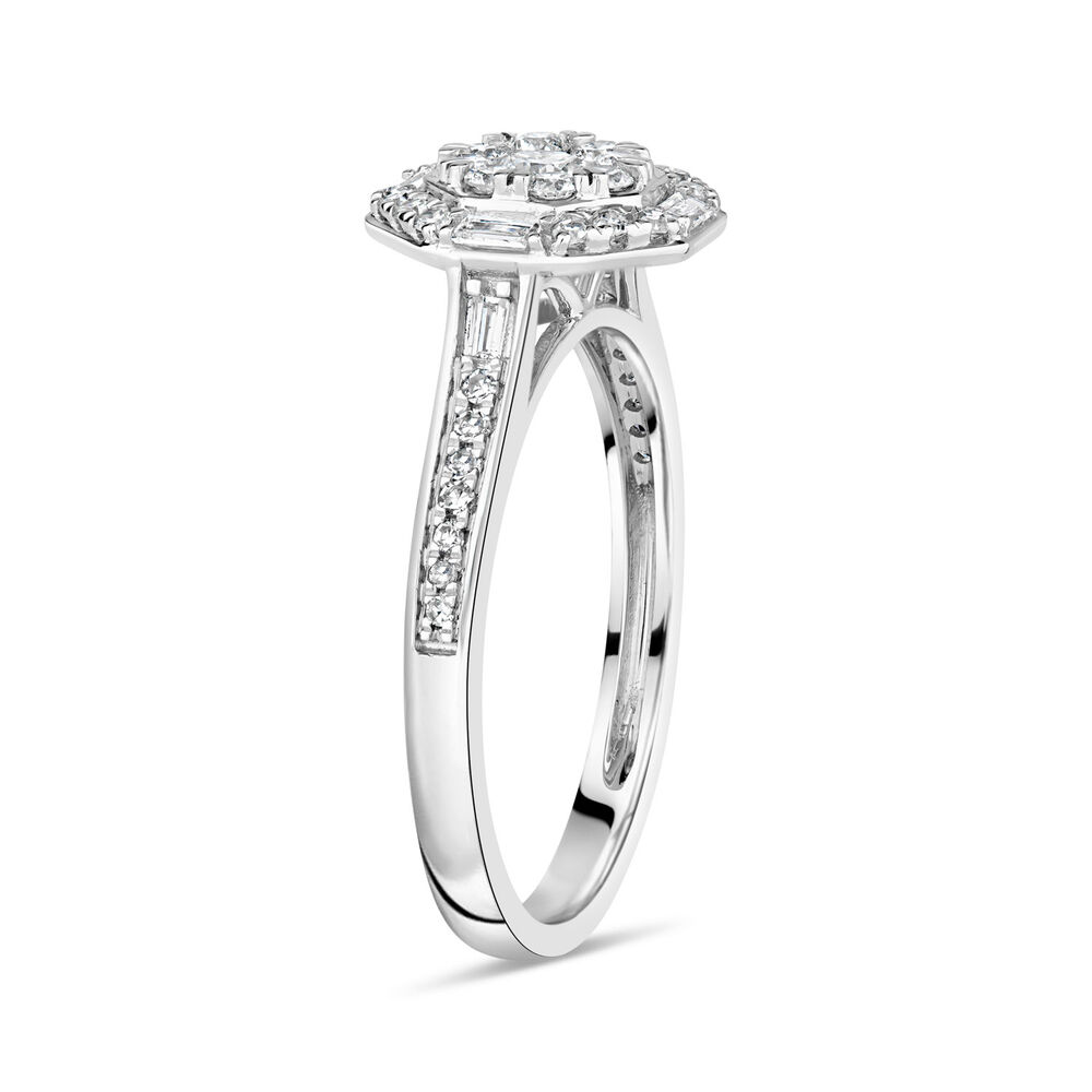 18ct White Gold 0.50ct Diamond Hexagon Cluster Ring image number 7
