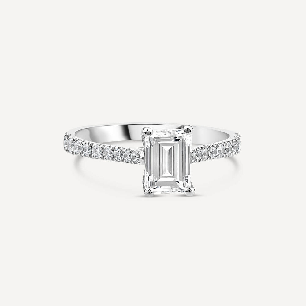 Born Platinum 1.20ct Lab Grown Emerald Cut & Diamond Sides Ring