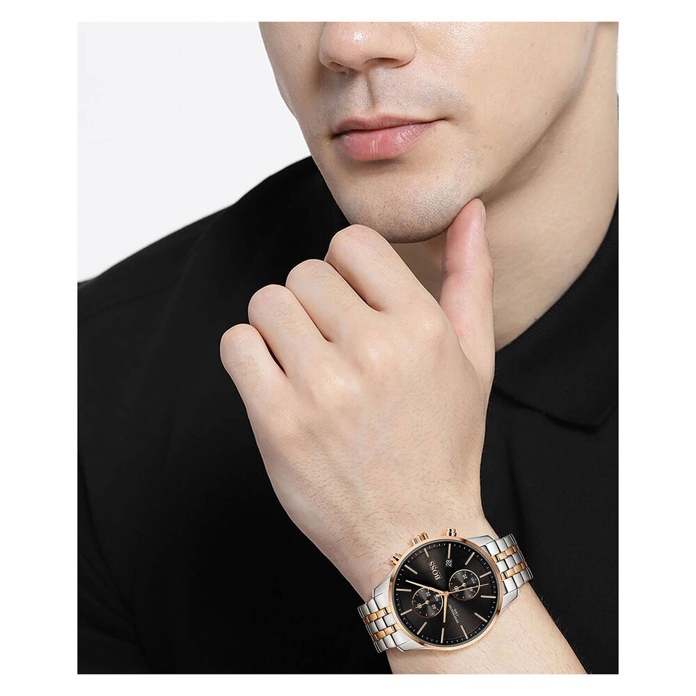 Hugo Boss Associate 42MM Black Dial Chronograph Two-Tone Case Bracelet Watch image number 3