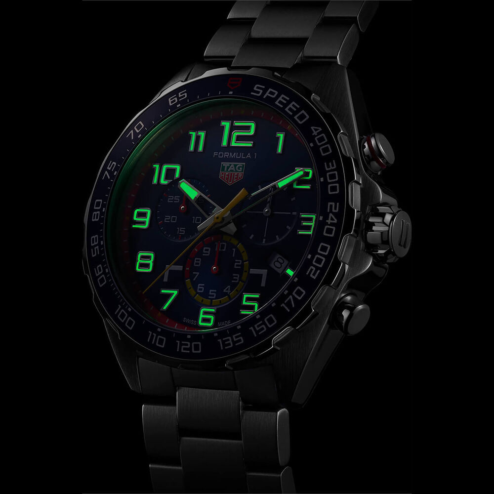 TAG Heuer Formula 1 Chronograph x Red Bull Racing 43mm Blue Dial Stainless Steel Bracelet Watch image number 7