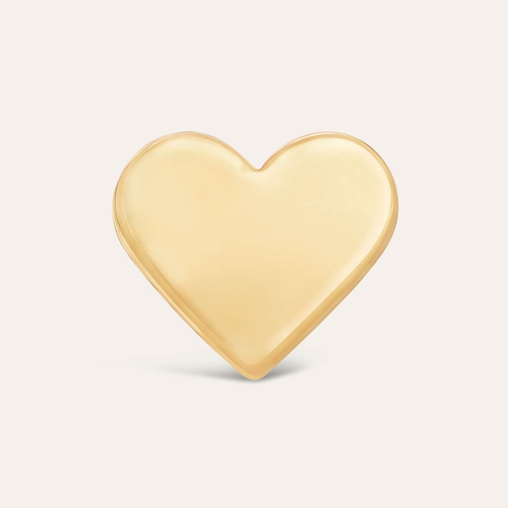 9ct Yellow Gold Plain Polished Heart Single Stud Earring