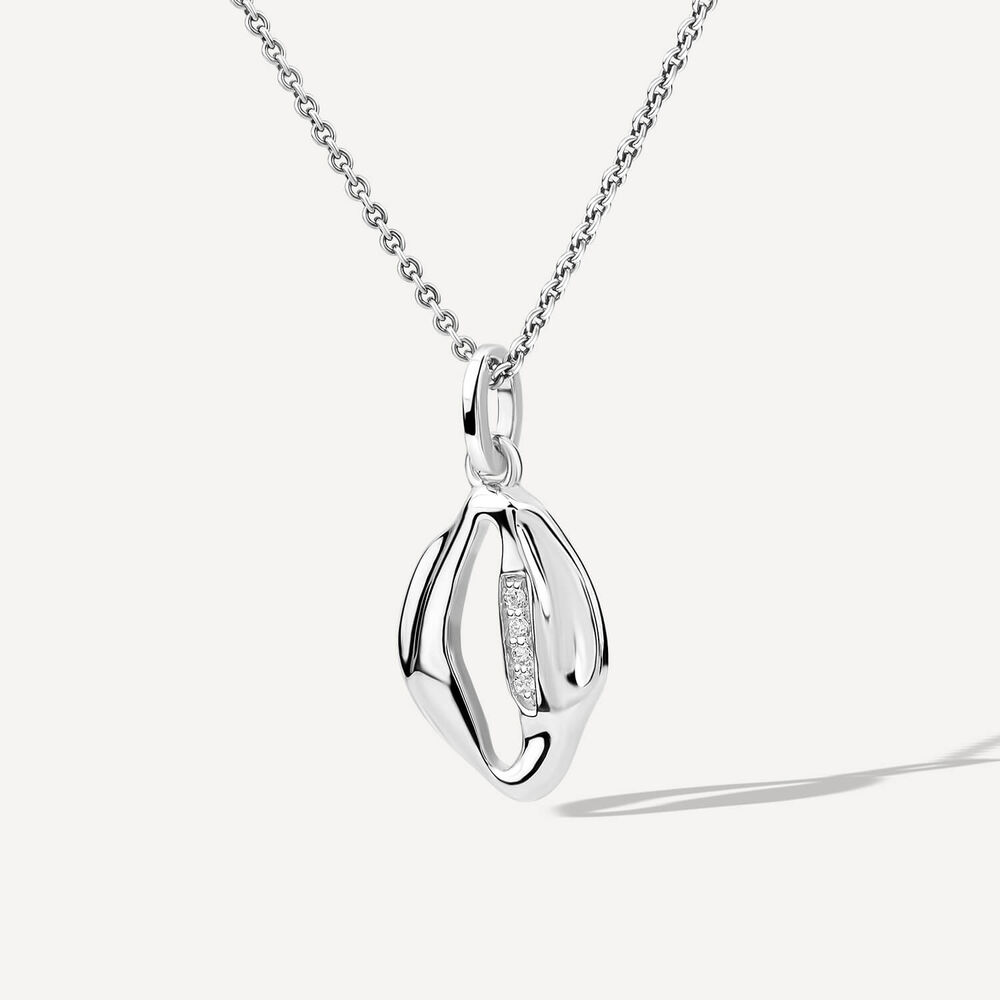 Sterling Silver Cubic Zirconia Set Open Shape Pendant image number 1