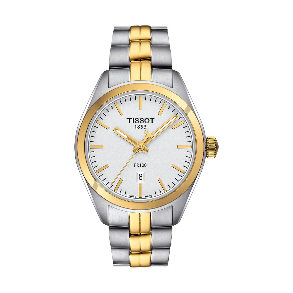 Pre-Owned Tissot PR 100 Lady 33mm White Dial Two Tone Stainless Steel Bracelet Watch image number 0