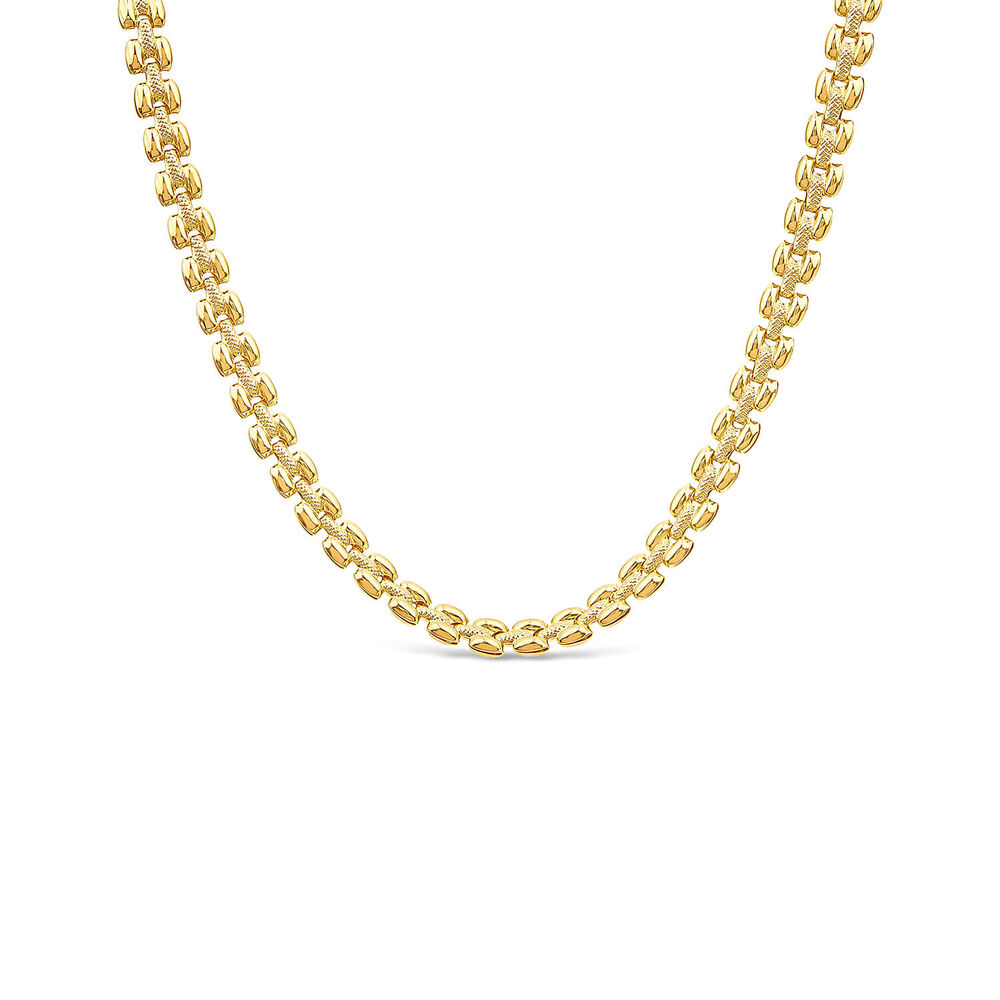 Silver & Yellow Gold Plated Brick Link Necklet