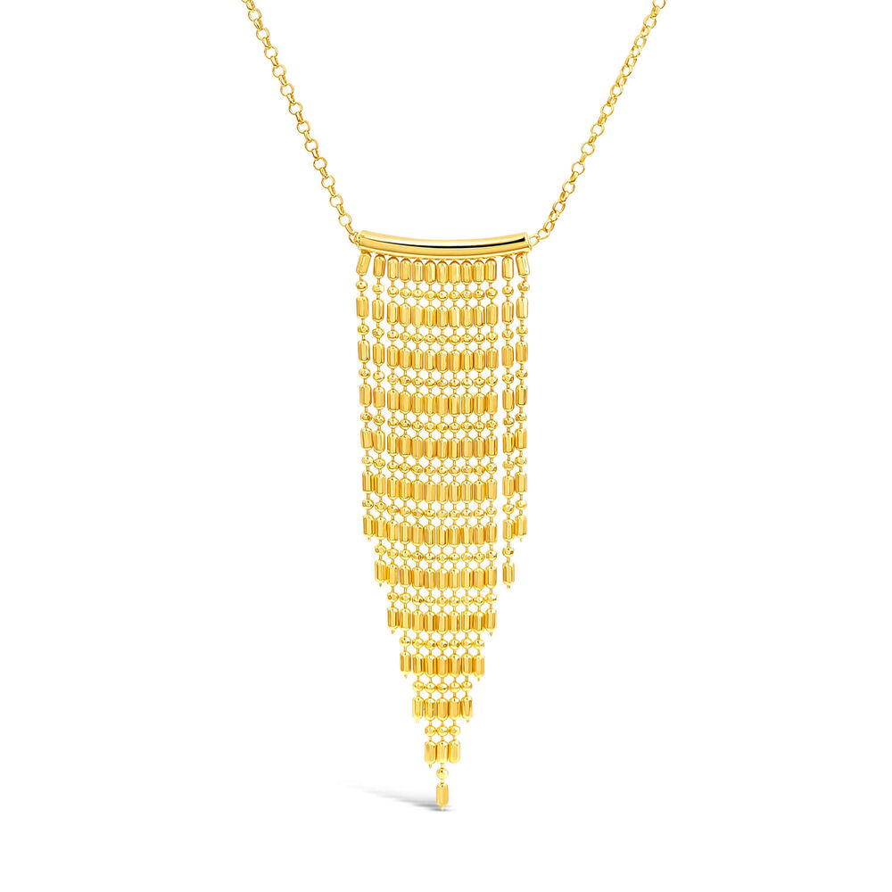 Yellow Gold Plated Sterling Silver Arrow Shaped Fringe Necklet image number 0