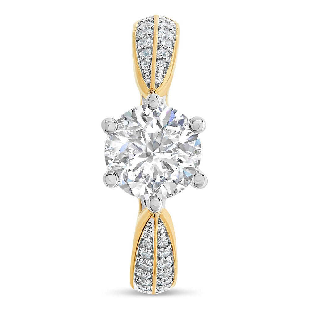 9ct Yellow Gold Cubic Zirconia Solitaire & Pavé Cubic Zirconia Dress Ring