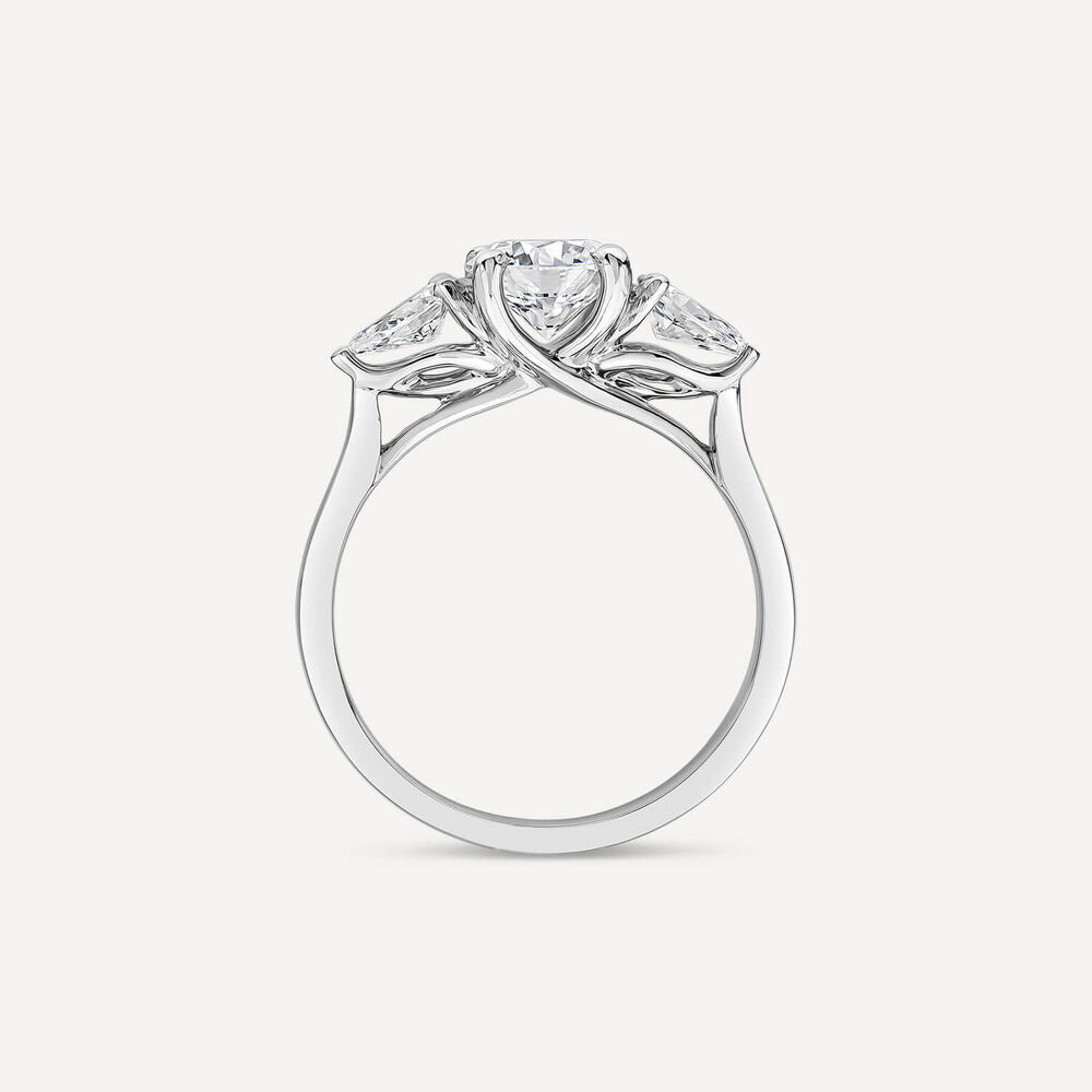 Born Platinum 1.40ct Round Brilliant & Pear Sides Ring image number 3