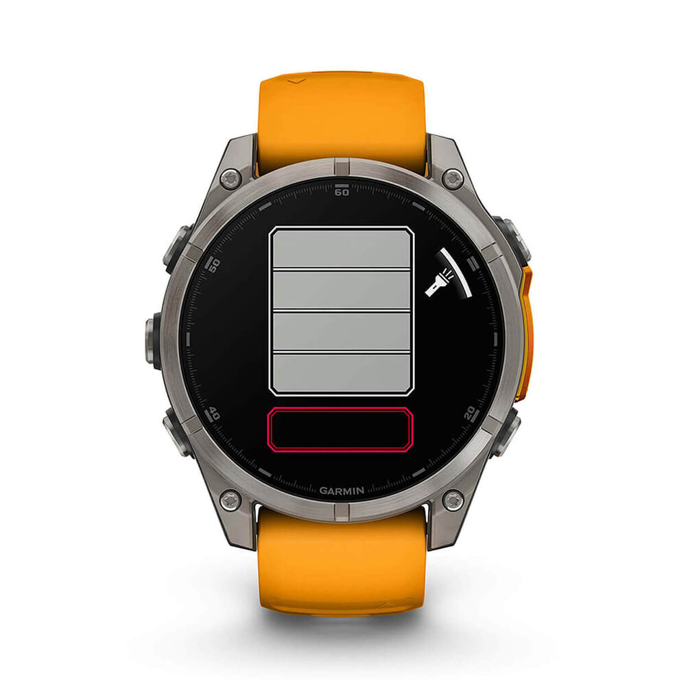Garmin fenix® 8 AMOLED Sapphire 47mm Titanium Case Spark Orange Graphite Silicon Strap Watch image number 8