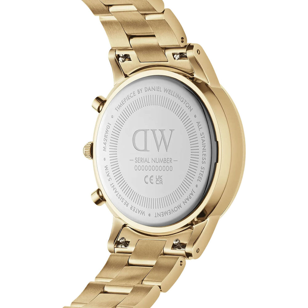 Daniel Wellington Iconic Chronograph 42mm Black Sunray Dial Yellow Gold Case Watch image number 2