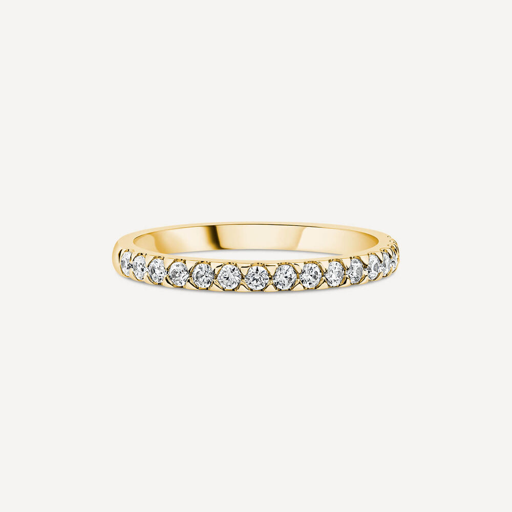 9ct Yellow Gold 2mm 0.25ct Diamond Triangle Claw Wedding Ring- (Special Order) image number 2