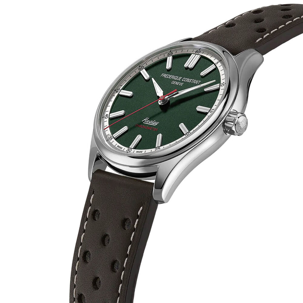 Frederique Constant Vintage Rally Healy 40mm Green Dial Brown Leather Strap Watch image number 1
